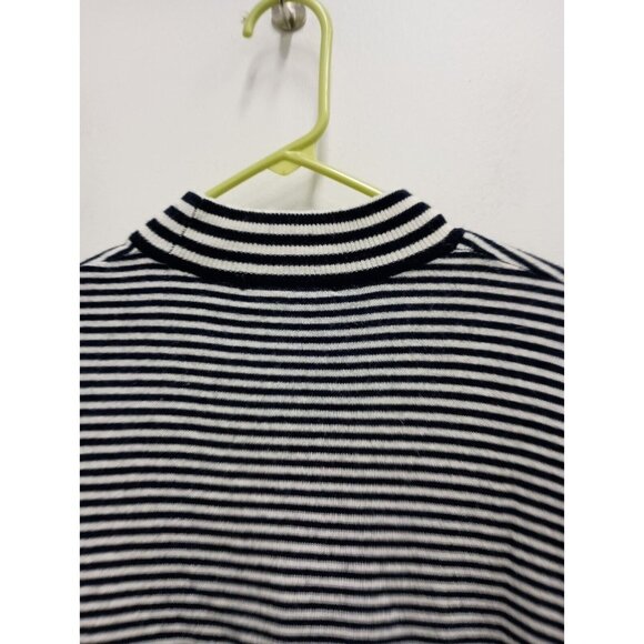 Madewell Womens Wool Blend Sweater Small Black White Mock Neck Pullover Preppy - Picture 8 of 8